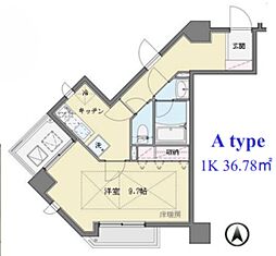 パークテラス恵比寿 6階1Kの間取り