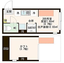 グレイス前野町 2階ワンルームの間取り