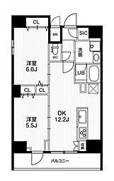ジェノヴィア両国5スカイガーデン 9階2LDKの間取り