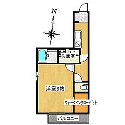 BONOS 2階1Kの間取り