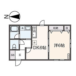 カーサセコ 1DKの間取図画像