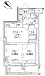 ルフレ世田谷ノール 2DKの間取図画像