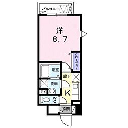 都営大江戸線 新江古田駅 徒歩12分の賃貸マンション 2階1Kの間取り