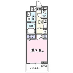 ロンフルール 1Kの間取図画像