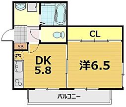 ホルツ山王 1DKの間取図画像