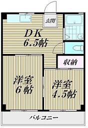 ベルハイム 3階2DKの間取り