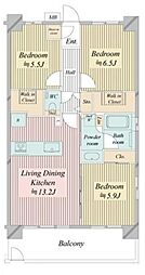 N-stage船堀 1階3LDKの間取り