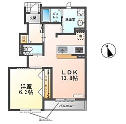 Croire 1階1LDKの間取り