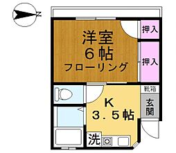 SKハイツ 2階1Kの間取り