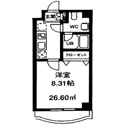 ボヌール大久保 3階1Kの間取り