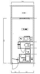 ウエストインパート3 2階ワンルームの間取り