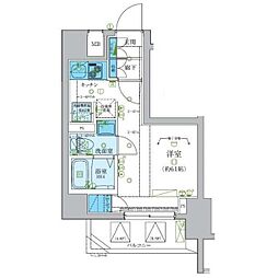 レグゼ梶ヶ谷 3階ワンルームの間取り