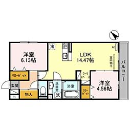 JR東海道・山陽本線 大久保駅 徒歩20分の賃貸アパート 1階2LDKの間取り