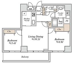 ドゥーエ横浜駅前 2LDKの間取図画像