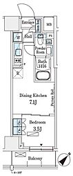 パークアクシス横浜伊勢佐木町通り 1DKの間取図画像