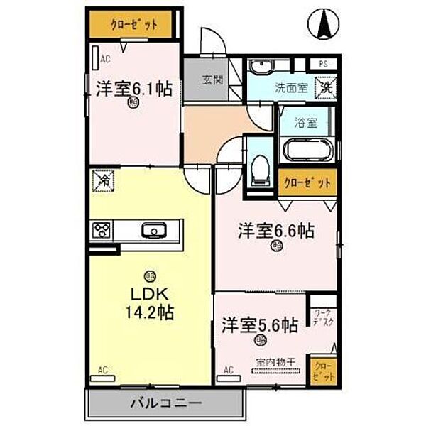 兵庫県西宮市常磐町(賃貸アパート3LDK・2階・74.29㎡)の写真 その2