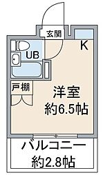 相模楽聖会館 2階ワンルームの間取り