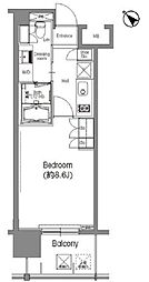 BPRレジデンス三田伊皿子坂 6階1Kの間取り