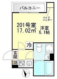 Valle Feliz雑色 1Kの間取図画像