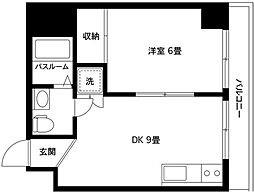 朝日雷門マンション 6階1DKの間取り