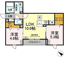 セレスティア江北II 2LDKの間取図画像