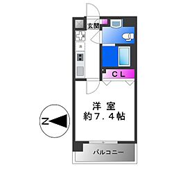 近鉄南大阪線 北田辺駅 徒歩5分の賃貸マンション 3階1Kの間取り