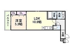 フジパレス　リュクス 3階1LDKの間取り