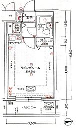 メイツ品川南 9階1Kの間取り