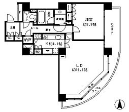 リバーポイントタワー 13階1LDKの間取り