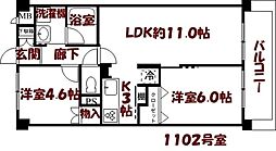 エンゼルハイム千住 11階2LDKの間取り