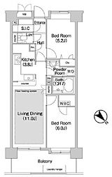 コンフォリア板橋仲宿 7階2LDKの間取り