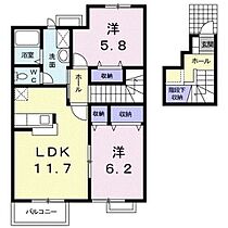 サンライズ新名B 203 ｜ 香川県高松市国分寺町新名（賃貸アパート2LDK・2階・64.43㎡） その2