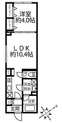 クリオ ラモード水天宮前 2階1LDKの間取り