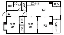 ハタノ第2ビル 3階3LDKの間取り