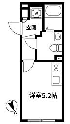 アルティローサ笹塚 1階ワンルームの間取り