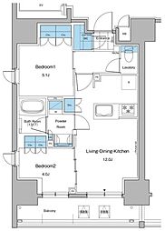 ルフォンプログレ秋葉原マークス 7階2LDKの間取り