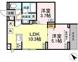 セレスティア徳丸 B棟 2LDKの間取図画像