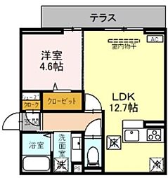 蕨市錦町4丁目アパート 1LDKの間取図画像