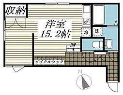 LAPis上北沢II 1階ワンルームの間取り