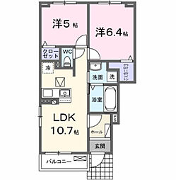 カーム エレガント 2LDKの間取図画像