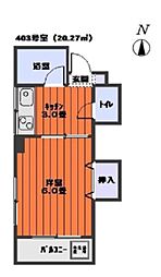 第七末廣コーポ 1Kの間取図画像