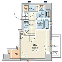 クレストコートTS吾妻橋 1Kの間取図画像