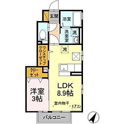 シティアーク 1階1LDKの間取り