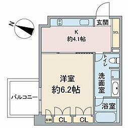 ユニーブル世田谷明大前 1Kの間取図画像