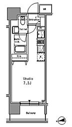 パークアクシス亀戸中央公園 4階ワンルームの間取り