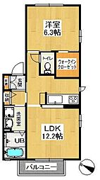 ハーヴェスト中央B 1LDKの間取図画像
