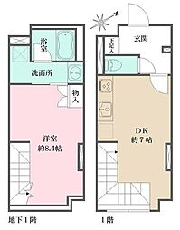 フィーカ大井町 1階1DKの間取り