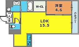 グランデュオ三宮II 1階1LDKの間取り