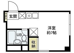 エンブレム早宮 2階ワンルームの間取り