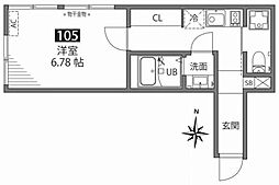 グランエッグス世田谷砧 1Kの間取図画像